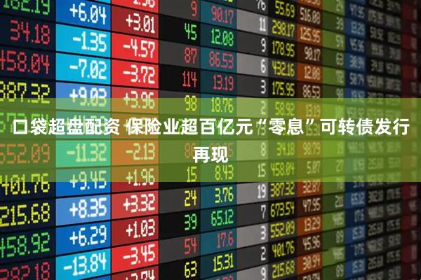 口袋超盘配资 保险业超百亿元“零息”可转债发行再现
